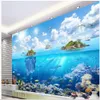 3d landscape wallpaper Underwater world island landscape wallpapers painting 3D background wall