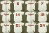 Cleveland 24 Erken Wynn 14 Larry Doby 19 Feller 7 Al Rosen 5 Lou Boudreau 21 Bob Lemon 29 Satchel Paige Beyzbol Jersey ed