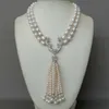 Модное заявление натуральные белые пресноводные жемчужные кисточки ожерелье циркона застежка 48-51 см длиной