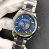 Topversion VSF 43mm Aqua Terra 22012432203001 World Time Blue Ocean Dial 8939自動機械メンズウォッチスチールケースSPO4294606