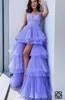 Abiti da ballo in tulle a strati con spacco color lavanda con scollo a V Matrimoni africani Ricevimenti Abiti da sera formali High-Lo per abiti da festa