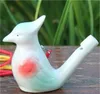 陶磁器の鳥の形の笛のぶら下げロープ白いビッグラーク笛を吹く滑らかな水オカリナかわいいおもちゃ子供たち子供のギフトアート工芸品1 02ct C2