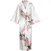 Szare kobiety długie drukowane szlafrok Floralpeacock Bride Druhna Suknia Rayon Rayon Prosta Rekonomita Kimono Bathobe Prezent ślubny Y2271V