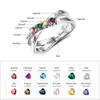 Family Friendship Ring Graver Namn Anpassad 4 Birthstone 925 Sterling Silver Mothers Ringar Gåva till MOM (Jewellora RI102509)