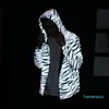 Fashion-Reflective Jacket Waterproof Windbreaker Zebra Stripes Printing Double Layers Jacket Hip-hop Pocket Hooded Streetwear5