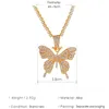 Nieuwe Bling Bling Butterfly Kettingen voor vrouwen Iced Out Crystal Animal Hanger Kettingen Meisjes Mode-sieraden Gift