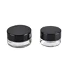 3g 5g Glass Cream Jar with Black Lid wax oil Packing Bottle Empty Cosmetic glass Jar For wax Dab pen