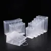 Sac cadeau en plastique PVC givré de maquillage avec poignées, sac en PVC transparent imperméable, sac à main transparent pour cadeaux de fête, logo personnalisé