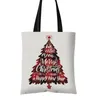 Carro Mulheres Natal Canvas Totebag das senhoras de compras da lona Feliz Natal Elk Papai floco de neve Totebag