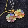 Fashion Diamond Sunflower revolving Pendant necklace full crystal design 18-karat gold chain 75cm long punk rock micro hip hop jew208D