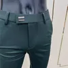 2020 New Mens Social Pants Fashion Slim Button Suit Pant Men Green Pants Street Clothing Men Business Slim Dress Solid Suit Pant