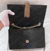 Fashion Handbags Crocodile pattern metal chain gold silver women Handbag Genuine Leather bag Flip cover diagonal Shoulder Bags With BOX YB21