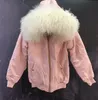 New Arrival Biały Mongolia Owce Futro Meifeng White Rabbit Futro Podszewka Różowe Bombowiec Kurtki Zimowe Kobiety Krótkie Parkas