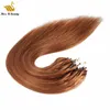 Extensions de cheveux micro-anneaux lisses soyeux de couleur marron noir 8-30 pouces 100 brins 1g / brin Remy
