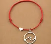 20 stks/partijen Mode Rood Zwart Koord String Handgemaakte Hart Liefde Ocean Wave Charm Vriendschap Armbanden Vrouwen Mannen Strand Zeilen Sieraden geschenken