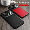 Obudowa w stylu biznesowym na iPhone 15 14 13 12 11 Pro Max XS Max PU skórzane szklane okładka Telefon dla iPhone'a 15promax 15pro 14pro 13pro 12pro 11promax XR Max COQUE