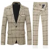 Herfst en winter heren plaid pak 2-delige grote maat 5XL pak blazer + broek mannen kantoor bruiloft feestjurk