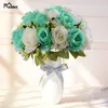 Buquê de flores de casamento com 18 cabeças, acessórios de casamento, pequeno buquê de noiva, rosas de seda, casamento para damas de honra, decoração 8667458