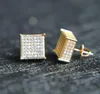 2020 Stud Earringsmens grote bling oor sieraden 3 kleuren schroef terug micro pave cz oorbel voor mannen12907