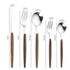 Visual Touch Luxury Silverware Wooden Handle Gold Silver Dinner Flatware Set Dessert Spoon Fork Knife Sets for Home Commercial298y