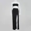 Ruched Sexy Party 2 Piece Set Women Plus Size Crop Top Twist Side Split Long Skirts Matching Sets Club Two Piece Outfits G1916