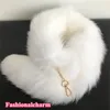 70cm/27.5" Long Real Genuine White Fox Fur Tail Cosplay Toys Handbag Car Phone Keychain Pendant Tassels