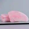 Strumento per massaggio con giada in pietra di quarzo rosa naturale al 100% Guasha Board Gua Sha Trattamento viso Pietra raschiante Cura sana