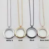 Living Memory Floating Round Locket Hängsmycke Halsband 316L Rostfritt Stål Tuffade Glas Lockets Charm Halsband Smycken