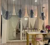 Pure color lift balloon curtain finished sector lifting Korean waterfall foreign trade lace window screen curtains