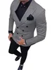 Double boutonnage homme maigre travail costume d'affaires marié mariage smokings Blazer hommes costumes de fête (veste + pantalon + cravate) D: 369