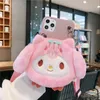3D Cartoon Cases Cute Plush Cinnamoroll Wallet Cases Soft Silicone Phone Cover voor iPhone 14 13 12 11 Pro Max 6 7 8 X XS XR