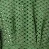 2020春の夏の長袖ラペルネックグリーンポリカのドット中空アウトコットンパネルボタンショートミニドレス女性のファッションドレスW1815069