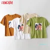 Hot Sale Tangada 2020 mulheres verão T-shirt de algodão de impressão pintura de manga curta O pescoço T senhoras T ocasional camisa topo