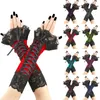 Femmes Black Bandage Lace Gothic Cuff Faux Manches Gant Halloween Mariée Accessoires1