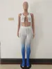 XS EXRAL Small-2x Yaz Kadınlar Üst Yığın Pantolon Kırpma İki Parça Set Gündelik Gradyan Kıyafetleri Kolsuz Bandaj Yelek Alevli Pantolon Kıyafetleri 3637