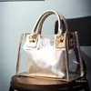 Designer- Beach Bag Clear Tote Bag See Through Messenger Bag Transparent Shoulder for Beach Travel Pink235l