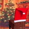 Décorations de Noël Santa Clause Hat Chair Covers Dinner Chairs Cap for Party Festival