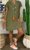 Plus Size Summer 2020 Cotton Linen Mini Dress Women V-Neck Party Dress Elegant Casual Short Sleeve Womens Sun Dresses Vestidos1