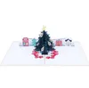 10pcs Handmade Kirigami Origami Christmas Tree 3D Greeting Cards Invitation card For Christmas Wedding Birthday Party Gift