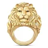 Junerain Brand Gold Gold Head Men Ring King of Forest Punk Animal Male039s Gioielli Fashion e Rock Style Gift Ring26151877890