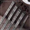 250 Çiftler Double Happiness Chopsticks 304 Paslanmaz Çelik Gümüş Antiskid Çinli Tekrar Kullanılabilir Düğün Chopsticks