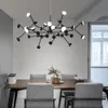 Nordic led Chandelier Lighting for Living room Bedroom Kitchen Tree Branch LED pendant Lamp 8/16/24/36 Lights Indoor Light Fixture Black