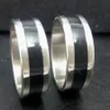 25pcs preto esmalte stripe anéis de aço inoxidável 8mm milhar óleo cheio de moda anel homem na moda jóias