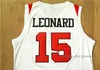 رجل سان دييغو الدولة ازتيك # 15 Kawhi Leonard كلية كرة السلة الفانيلة قميص بجامعة أبيض أسود أعلى جودة جميع مخيط حجم S-2XL