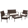 US Style 4 sztuka Sofa Zestawy ogrodowe Grupa do siedzenia z poduszkami Outdoor Ratten Set Szybka wysyłka Nowy WF190609AAA