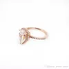 Bague en or Rose 18 carats avec diamant CZ, boîte originale pour bagues en argent Sterling 925, ensemble pour femmes, cadeau de mariage, bijoux 4120073