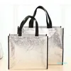Wholesale-Fashion Laser Shopping Bag Foldable Eco Bag Large Reusable Shopping Bags Tote Waterproof Fabric Non-woven Bag No Zipper Hot Sale