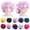 Sova Hat Night Sleep Cap Hårvård Satin Bonnet Kepsar Nightcap Reversible Double Layer Elastic Wide Band Beanie Justera