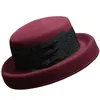 Ladies Wool Felt Hats With Flower Veil Winter Wool Fedora For Women Fascinator Flat Wide Brim Vintage Cloche Hat M672298404