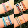 Bracelets de charme 3pcs Bohemian étnico Pulseira de amizade com corda ajustável Sun Flower Wrist Jóias artesanais Weave Wrap1